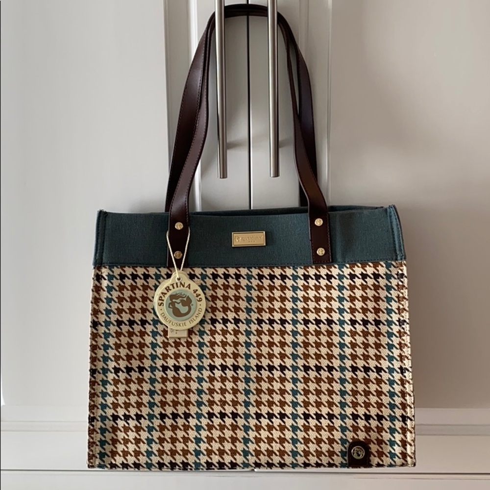 Spartina 449 linen and leather tote - brand new!